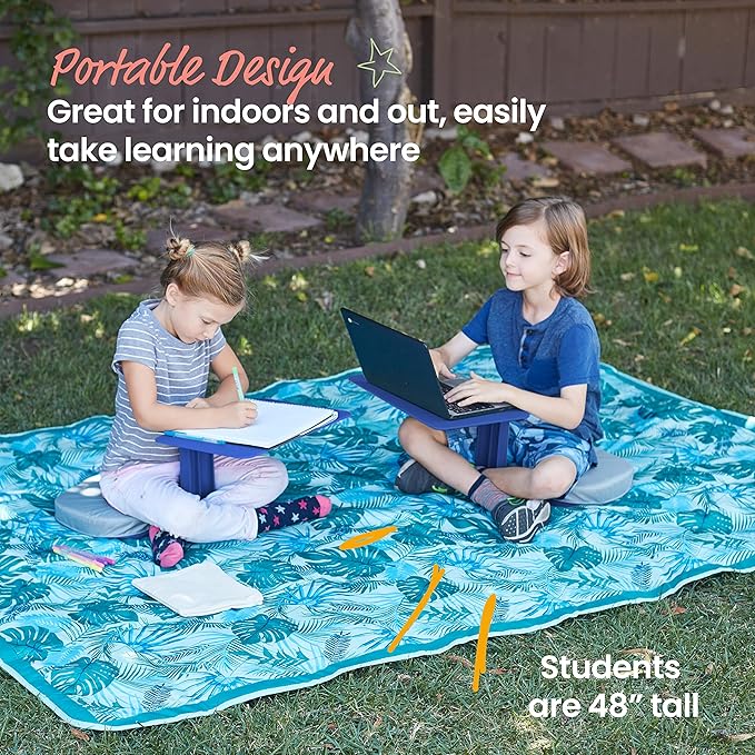 ECR4Kids The Surf Portable Lap Desk with Cushion, Flexible Seating, Blue, 10-Piece