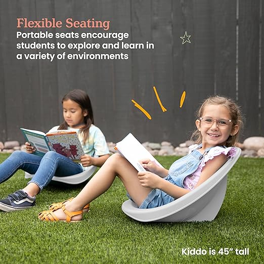 ECR4Kids Leaf Floor Seat, Rocker Chair, Light Grey, 6-Piece
