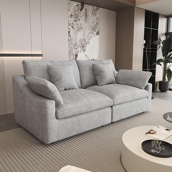 WJShome 83" Cloud Couch Sectional for Living Room, Down Filled Modular Sectional Sofa Couch,Love Seat Sofas,Convertible Couches, Sofa Covers Washable&Replaceable,Gray