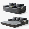MAXYOYO Convertible Sofa Bed, 80" Oversized Boneless Loveseat Couch 4 in 1 Foldable Floor Sofa Couch in A Box with 2 Cup Holders, Folding Sleeper Chair for Living Room, No Assembly Required, Dark Grey