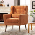 QKFF Modern Accent Chair, Upholstered Armchair with Pillow, Fabric Single Sofa Chair with Lounge Seat and Wood Legs Accent Chair for Living Room Bedroom Small Spaces (Orange, Set of 1)