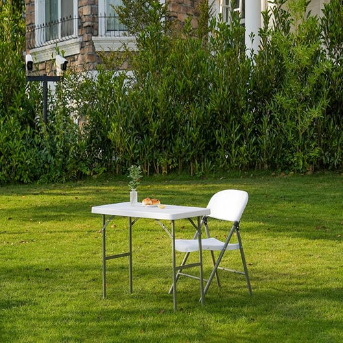 2.7ft Rectangular Folding Table for All-Occasion, Foldable Table with HDPE Tabletop and Steel Legs, Durable and Stable Small Folding Table, Perfect for Camping, Picnic, Party, Indoor & Outdoor