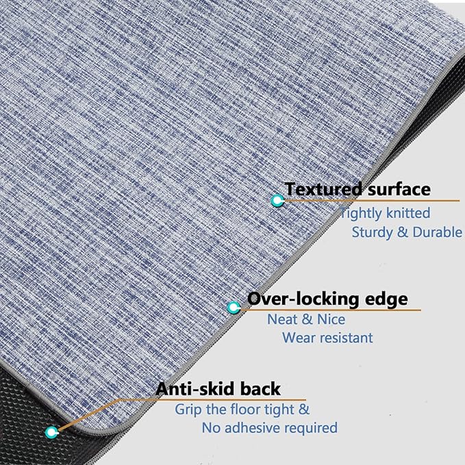 Chair Mat for Hardwood & Tile Floor, 47" x 60" Heavy Duty Office Chair Mat for Rolling Chairs, Anti Slip, Non-Curve, Floor Protector for Home Office, Blue White