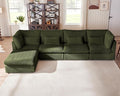 Oversized Modular Sofa, Extra Deep Cloud Corduroy Sectional Couch with Ottoman Chaise, Fluffy Corduroy 5 Seater Sofa Bed for Living Room, Villa (L Shape 5 Seater, Corduroy Green)