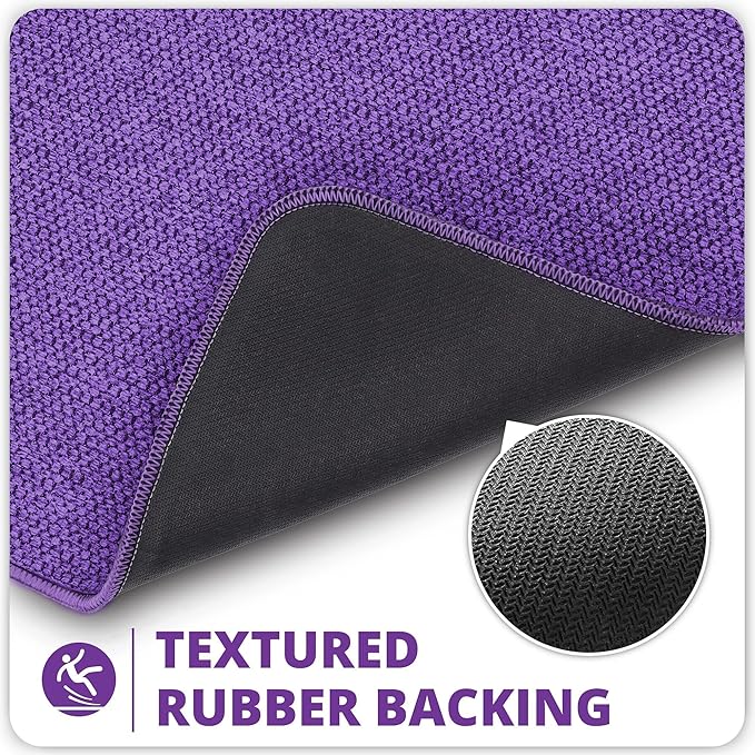 Bosap Toilet Rugs U Shaped Bathroom Rug,Machine Washable Non Slip Quick Dry Super Absorbent Ultra Thin Toilet Mats for Bathroom Toilet.Purple,1'8"x2'(20x24inch)