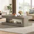 Tribesigns Coffee Table for Living Room, 47.24 Inch Farmhouse 2-Tier Accent Center Tea Cocktail Table with Storage, Elegant Grey, Rectangular