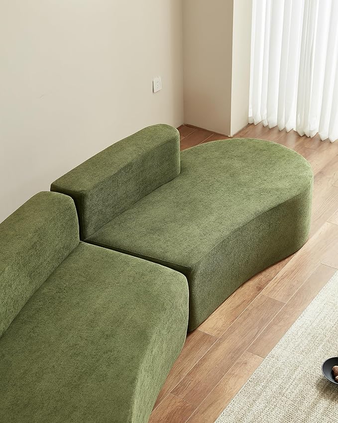 Swbvs Modular Floor Sofa Set, Boneless Memory Foam Lounge Couch, Convertible Low-Profile Seating for Living Room, Bedroom & Small Spaces, Washable Cover, Modern Green