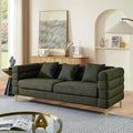 mikibama Modern Teddy Sectional Sofa, 81 Inch Oversized Sofa Couch, Luxury 3 Seater Deep Couch with 3 Pillows and Gold Metal Legs for Living Room, Bedroom, Apartment (Green)