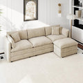 Aoowow Modular Sectional Sofa Modern Convertible L Shaped Couch,112.2 Inch Deep 3-Seater Sofas Set Comfy Chenille Cloud Sofas and Couches with Movable Ottoman for Living Room Apartment（Camel）