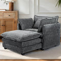 SweetGO corporation 40" Chenille Lounge Chair for Reading, Modern Couch Cozy Sofa Bed, Upholstered Living Room Single Sofa Accent Chair with Ottoman, Grey