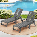 LUE BONA Outdoor Chaise Lounge Chairs Set of 2, HDPS Chaise Lounger, 5 Positions Adjustable Lounge Chairs, Pool Lounge Chair with Wheels for Poolside, Hotel, Restaurant, 3 Year Warranty, Dark Gray