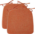Ruqmuis Chair Cushions for Dining Chairs, 2" Thick Seat Cushions for Kitchen Chairs, D-Shaped Chair Pads with Washable Cover, Ties and Non Slip Backing, 17'' x 16'', Set of 2, Orange