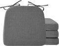 Ruqmuis Chair Cushions for Dining Chairs, 2" Thick Seat Cushions for Kitchen Chairs, D-Shaped Chair Pads with Washable Cover, Ties and Non Slip Backing, 17'' x 16'', Set of 4, Dark Grey