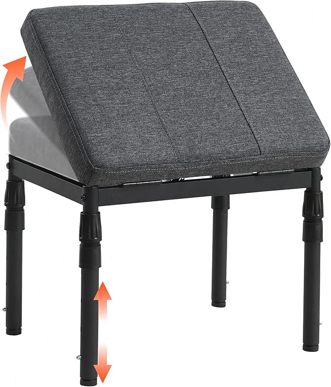 Adjustable Ottoman Pouf, 4 Height Position & 60 Degree Tilt Angle Adjustment Footrest Ottomans Footrest Foot Stools Pouffe Footstool for Under Desk for Living Room Home(Carbon Gray)