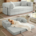 AUGOP Boneless Couch Folding Couches for Living Room Sofa, Futon Sofa Bed with Sleeper Sofa, Futon Couch with Fixed-Shape Oversized Corduroy Upholstered (Light Grey, 81 Inches)