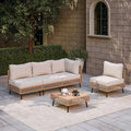 LAUSAINT HOME 5 Pieces Outdoor Sectional Sofa Set, All-Weather PE Wicker Rattan Patio Conversation Set with Thick Cushions & Coffee Table, Patio Furniture Set for Garden, Backyard, Porch (Beige)