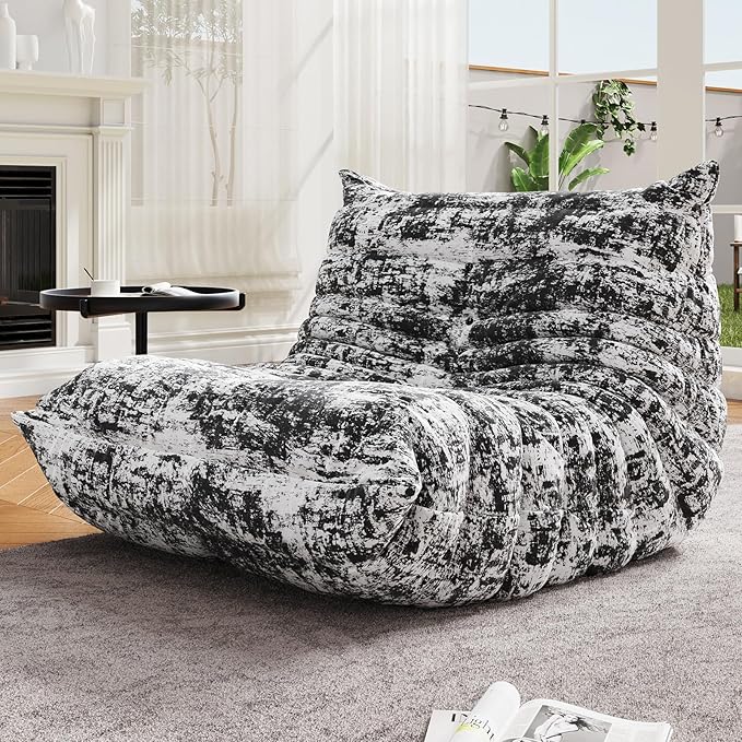 Selyteramy Oversized Bean Bag Chairs for Adults, Giant Beanbag Chair with Memory Foam, Comfy Lounge Chair Lazy Sofa for Apartment, Living Room, Bedroom, Office(Knit Fabric)