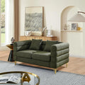 mikibama Modern Teddy Loveseat Sofa, 60 Inch Sectional Sofa Couch, Luxury 2 Seater Deep Couch with 2 Pillows and Gold Metal Legs for Living Room, Bedroom, Apartment (Green)
