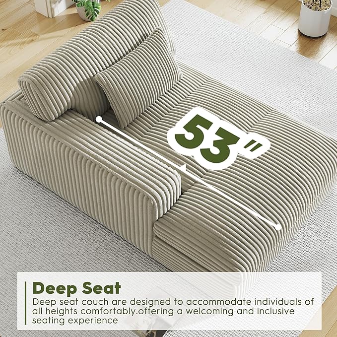 Oversized Chaise Lounge Sofa Chair Indoor，Soft Corduroy Fabric, Boneless sofawith Cushion，A Comfortable, deep-Seated Cloud Sofa for use in The Living Room.(Singler-Left-arm-Gray)