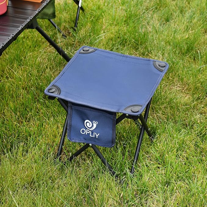 Opliy Camping Stool 2 Pack,13.5 Inch Portable Folding Stool for Outdoor Gardening and Beach Hiking Fishing,Foot Stool with Carry Bag (Blue)
