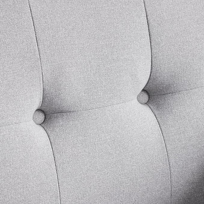 HUIMO Fabric Accent Chairs Set of 2, Button Tufted Living Room Chairs Easy to Install, Mid Century Modern Chair, Upholstered Arm Chair for Living Room Bedroom Study Office (Light Grey)