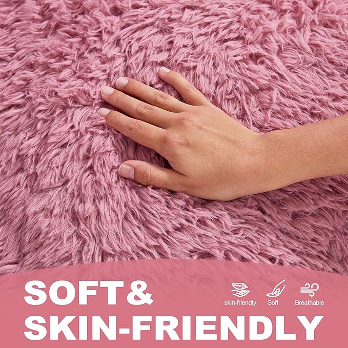 Hobestluk Bean Bag Chairs for Adults Giant Bean Bag Chair with Memory Foam Filling, Adult Beanbag for Bedroom, Living Room (Pink Plush)