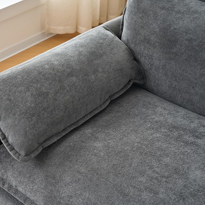 RENDGO 109" Modular Sectional Sofa with 1 Ottoman, Chenille Cloud Couch for Living Room & Apartment, Deep Seat Comfort, Flexible L-Shape Combination Sofa for Home & Office,Grey