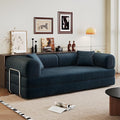 79" Convertible Sofa Bed, Corduroy Folding Pull Out Couch with Pillows, No Assembly Modern Boneless Couch Compression Sofa in Box, Floor Sofa with Support Rods for Living Room,Blue