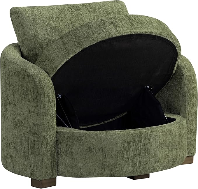 Studio Living® Manchester 44.1" Storage Chair, Modern Farmhouse, Pocket Coil Comfort, USB A & C Power, Easy Assembly, Chenille Fabric, Olive