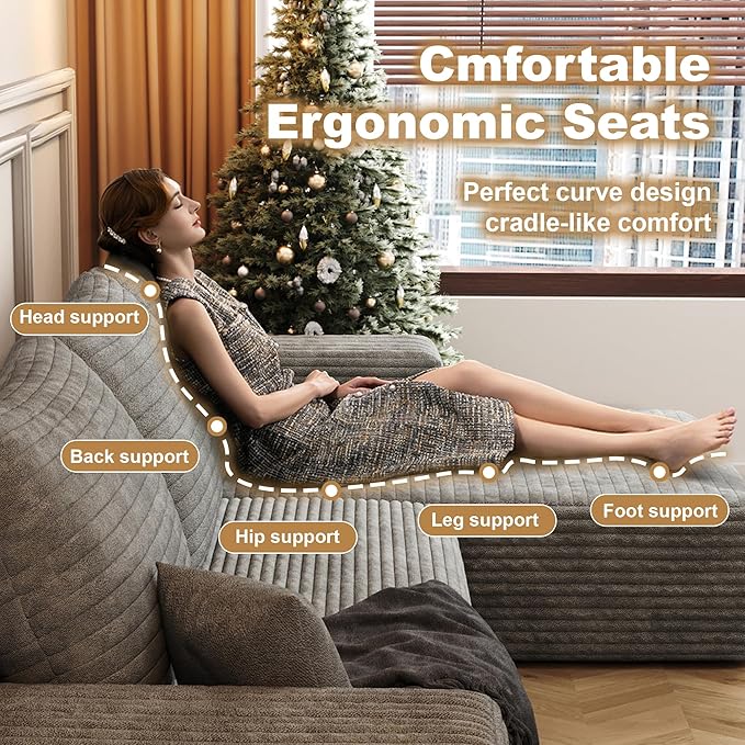 AUGOP 108" Sectional Couches for Living Room Modern Modular Sofa with L-Shape Couchs Upholstered Boneless Couch Deep Seat Sectional Couch with Chaise (Camel, Right Facing Chaise+2Seaters)