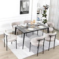 DYHOME Light Grey Boucle Dining Chairs Set of 6, Mid Century Modern Upholstered Kitchen Chairs with Metal Legs, Round Modern Dining Room Chairs