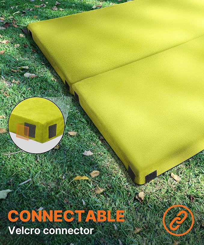 GAIALOOP 3 Inch Memory Foam Camping Mattress, Dual Layer Thick Sleeping Camp Pad for Car Tent Cot, Roll-Up Portable Glamping Floor Bed for Guests Sleepover