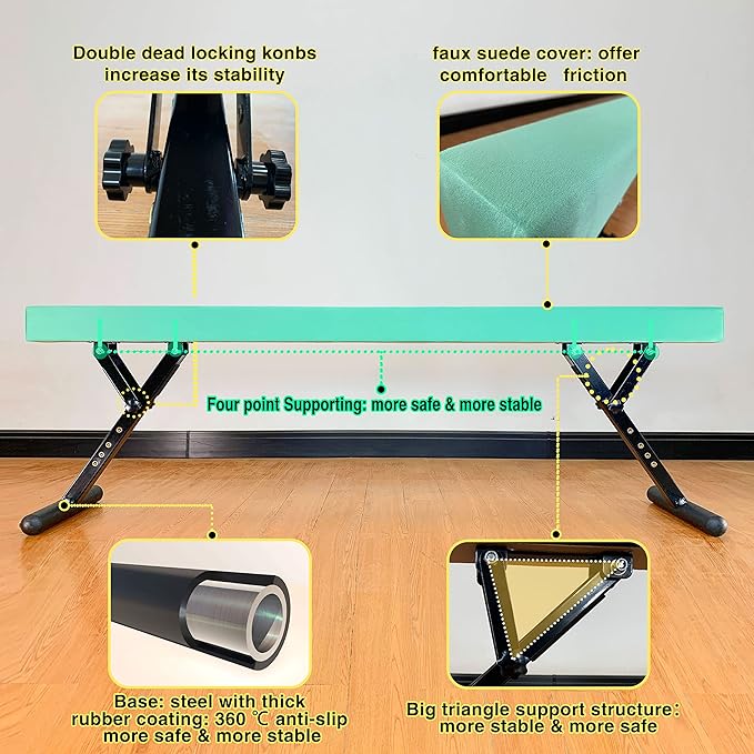 MARFULA Adjustable Balance Beam 8 ft Gymnastic Beam Adjustable Height for Kids and Teenage of All Gymnastic Levels, Gymnastic Training Beam Gymnastic Equipment for Athlete Home and Gym Club Use