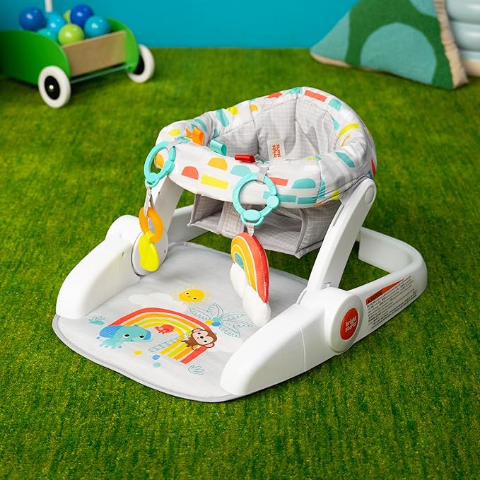 Bright Starts Learn-to-Sit Baby Floor Seat, 2-Positions Grow with Infant, Portable Baby Chair, Includes Sensory Toys, Unisex, 4-12 Months, Playful Paradise