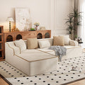 PHI VILLA 104" Cloud Sectional Sofa, Modern L-Shaped Couch with Deep Seat, Compressed Couches for Apartment Living Room, No Assembly Required, Corduroy, Beige
