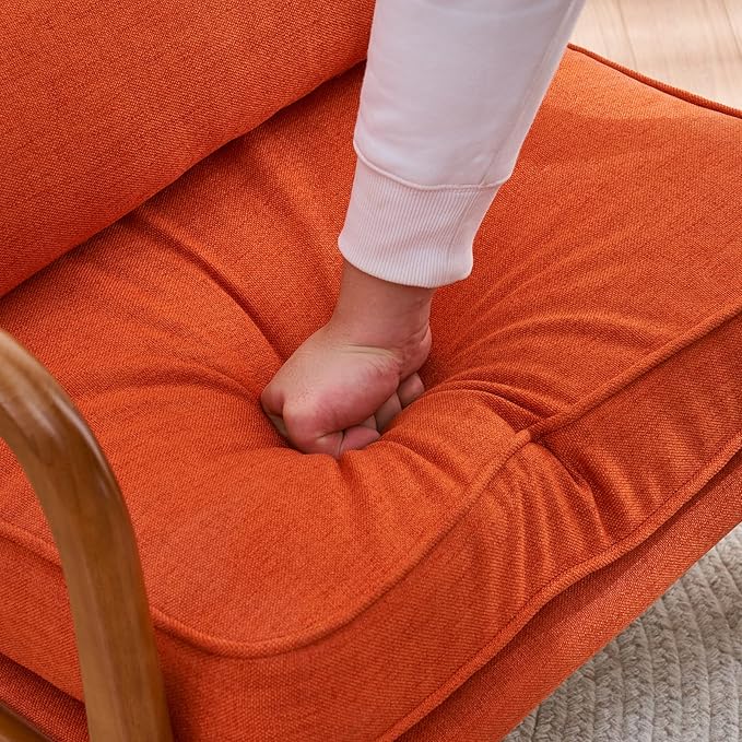 Bonnlo Burnt Orange Accent Chairs Set of 2, Upholstered Mid Century Modern Lounge Chairs Reading Chairs Side Sitting Chair Solid Wood Farmhouse Armchairs for Living Room, Bedroom, Guest Room