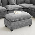 35‘’ Modern Chenille Cloud Sofa Ottoman,Rectangle Ottoman for Modular Sectional Sofa, Grey