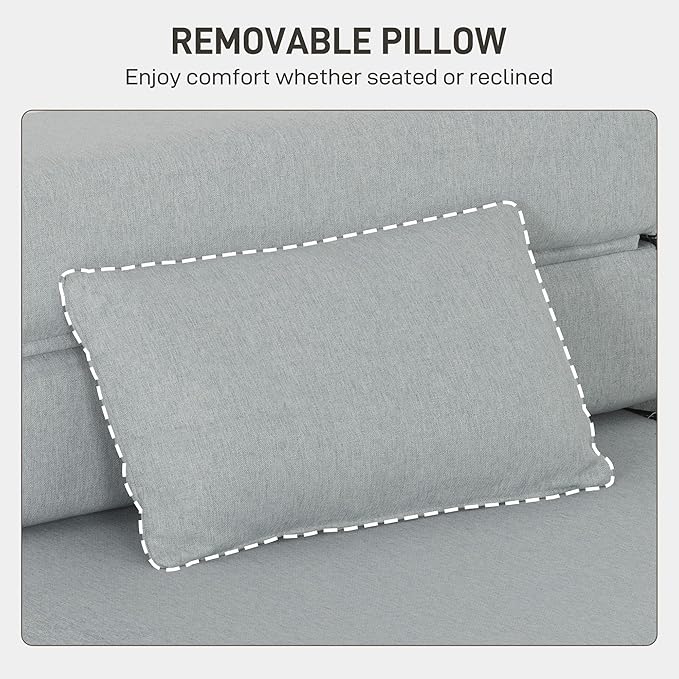 HOMCOM Folding Sofa Bed, Sleeper Chair with Pillow, Modern Linen Convertible Chair Bed, Fold Out Floor Futon Couch for Living Room, Dorm, Guest Use, Home Office, Light Gray