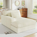 Oversized Chaise Lounge Sofa Chair Indoor，Soft Corduroy Fabric, Boneless sofawith Cushion，A Comfortable, deep-Seated Cloud Sofa for use in The Living Room.(Singler-Left-arm-White)