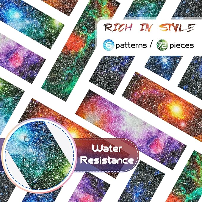 Gersoniel 72 Pcs Anxiety Sensory Stickers Strips Adhesive Textured Mental Health Calm Stickers Mindfulness Fidget Decals Stress Anxiety Relief Items for Therapy Office Desk Counselor(Galaxy)