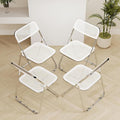 4 Pack Plastic Folding Chair Foldable Portable Plastic Chair,Outdoor Indoor Portable Party Chairs,Stackable Commercial Seats with Steel,300-Pound Capacity,White