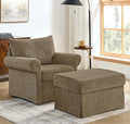 35.82" Accent Chair with Ottoman Set Upholstered Living Room Chairs for Reading Chair with Chaise Lounge Chairs Indoor, Comfortable Armchair for Bedroom (Brown, 35.82")