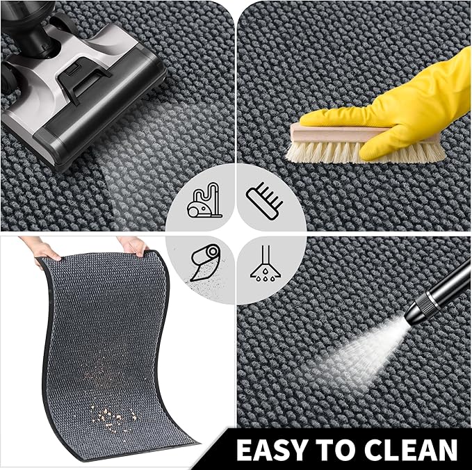Yimobra Doormat Outdoor Indoor Entrance 47 x 32, All-Season All-Weather Front Door Mat, 100% Waterproof Welcome Matt for Floor Garage Outside Entry, Stain and Fade Resistant,Grey