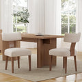 RIVOVA Mid Century Modern Dining Chairs Set of 2 Upholstered Linen Fabric Dining Chairs Curved Backrest Farmhouse Dining Room Chairs Kitchen Chairs with Wood Legs, Beige