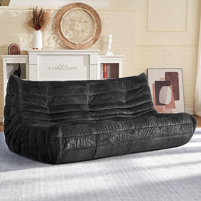 HABUTWAY Bean Bag Chair, Giant Bean Bag Chairs for Adults, 3 Seater Fireside Chair, Lazy Large Floor Bean Bag Sofa for Living Room, Bedroom, Dorm, Office (Black)