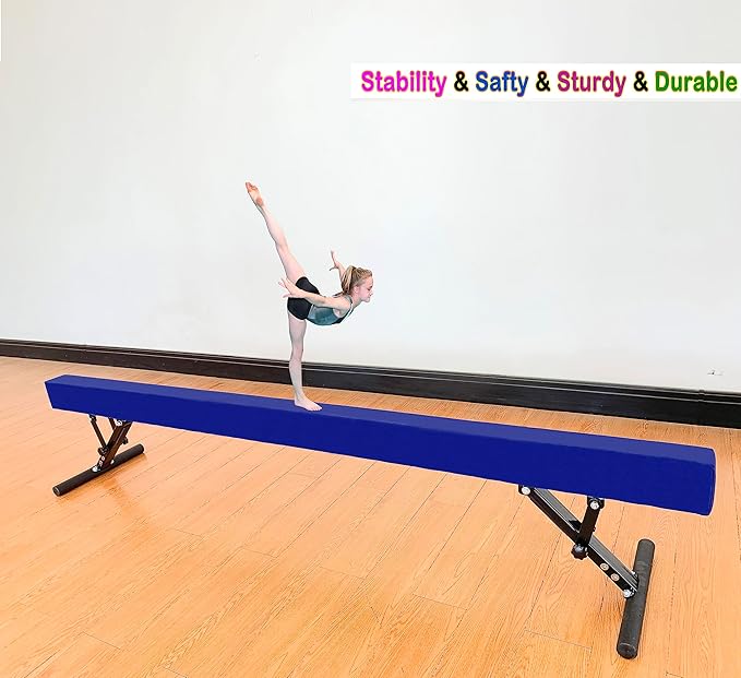 MARFULA Adjustable Balance Beam 8 ft Gymnastic Beam Adjustable Height for Kids and Teenage of All Gymnastic Levels, Gymnastic Training Beam Gymnastic Equipment for Athlete Home and Gym Club Use