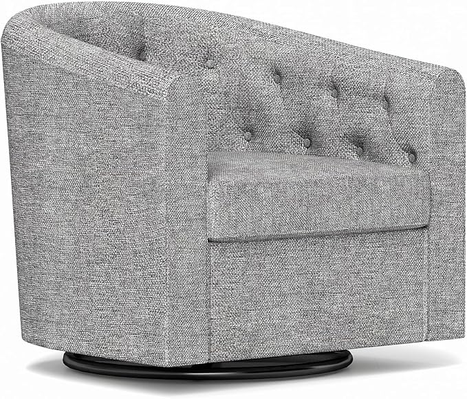 Simore Swivel Accent Chair for Living Room, Comfy Fabric Round Swivel Barrel Chair for Nursery Office Bedroom, Gray