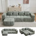 119" Boneless Couch, Cloud Sectional Couch with Deep Seat, High-Density Memory Foam and Chaise, Sectional L Shaped Sofa, Boneless Couches for Living Room, No Assembly Required Tufted Sofa, Green