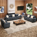MIXPATIO U-Shaped Cloud Modular Sofa Set, Deep Seat 3-Piece 6-Seater Sectional Couch & Removable Arms, Plush Chenille for Living Room - Cyan