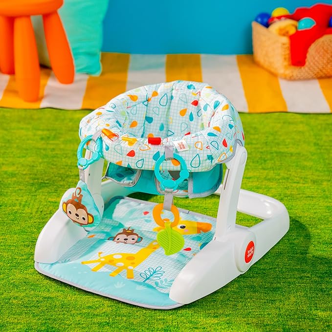 Bright Starts Learn-to-Sit 2-Position Baby Floor Seat with Toys, Unisex, 4-12 Months, Wild Wiggles